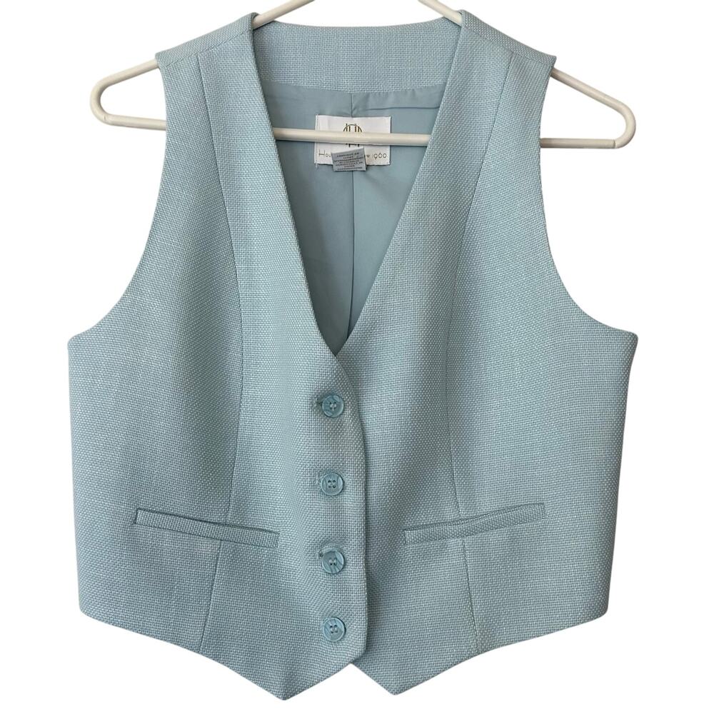 Light Blue Women's Textured V-Neck Vest